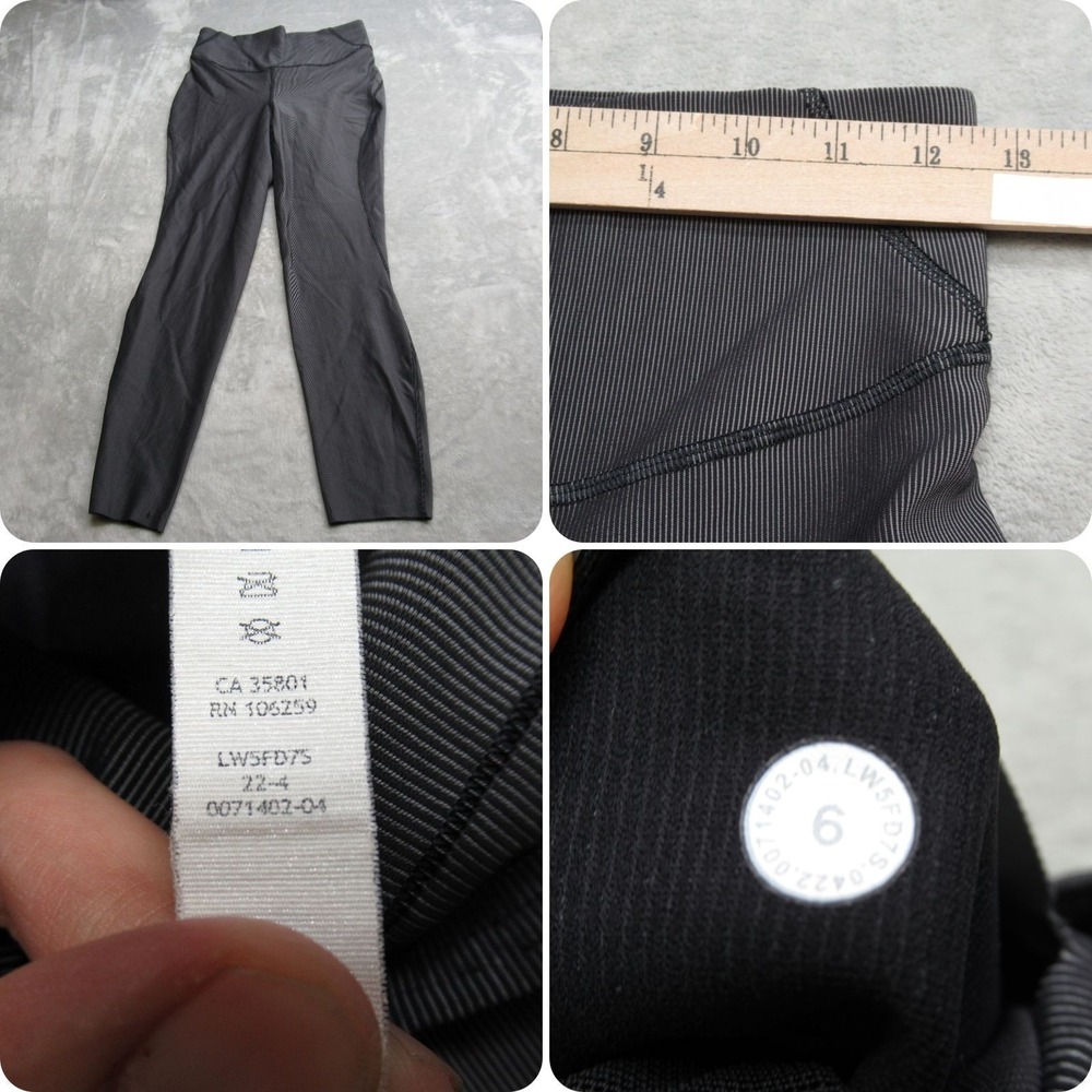 Lululemon Leggings Womens 6 Gray Metallic Base Pace HR Tight 25" Two-Tone Ribbed